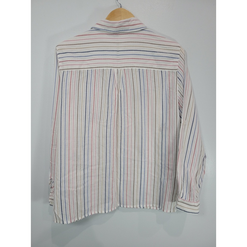 Alfred Dunner Womens Striped Floral Embroidered Button Down Shirt Size 14 - Picture 5 of 7